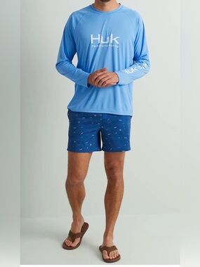 Huk Men’s Long Sleeve Pursuit Performance Shirt in Light Blue